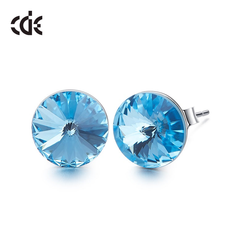 Sterling silver simple one crystal earring - CDE.Jewelry.Eg